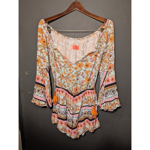 MAAJI Everyday Light Calix Romper Womens S Floral Bell Sleeve Tasseled Bohemian - Picture 4 of 6